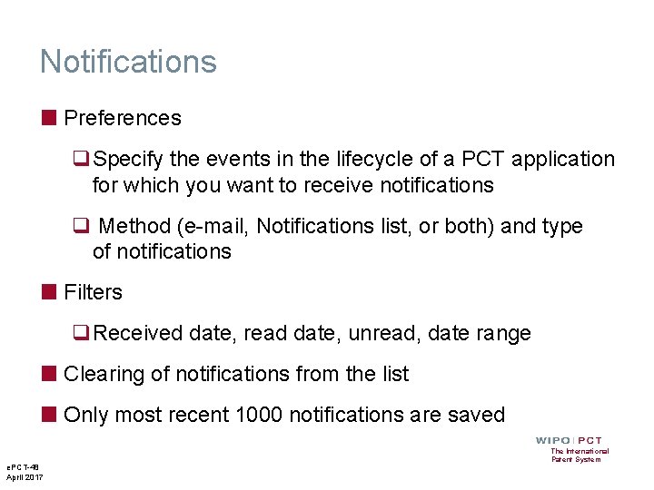 Notifications ■ Preferences q. Specify the events in the lifecycle of a PCT application