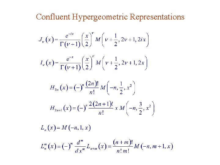 Confluent Hypergeometric Representations 