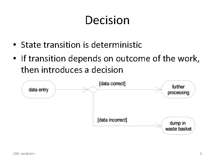 Decision • State transition is deterministic • If transition depends on outcome of the