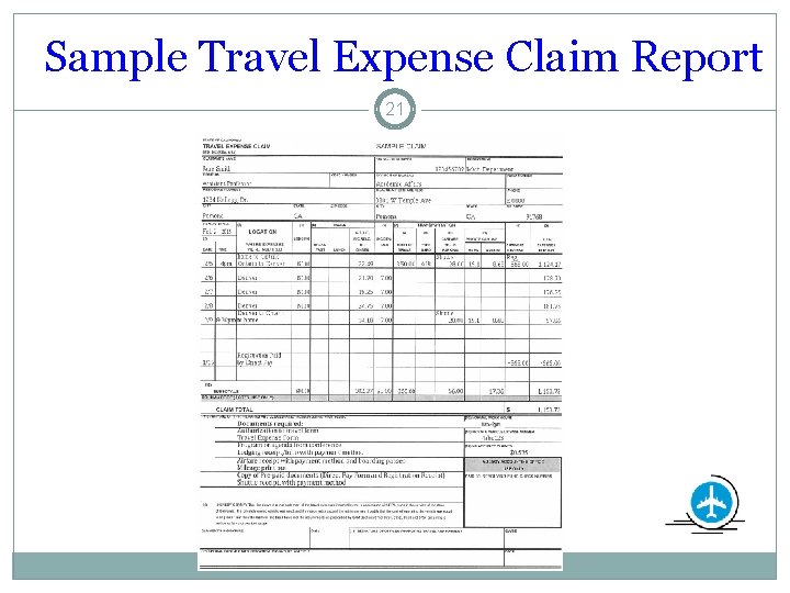 Sample Travel Expense Claim Report 21 