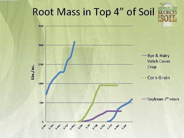 Root Mass in Top 4” of Soil 2500 Rye & Hairy Vetch Cover Crop
