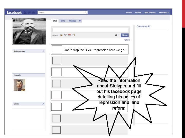 Got to stop the SRs…repression here we go… Read the information about Stolypin and