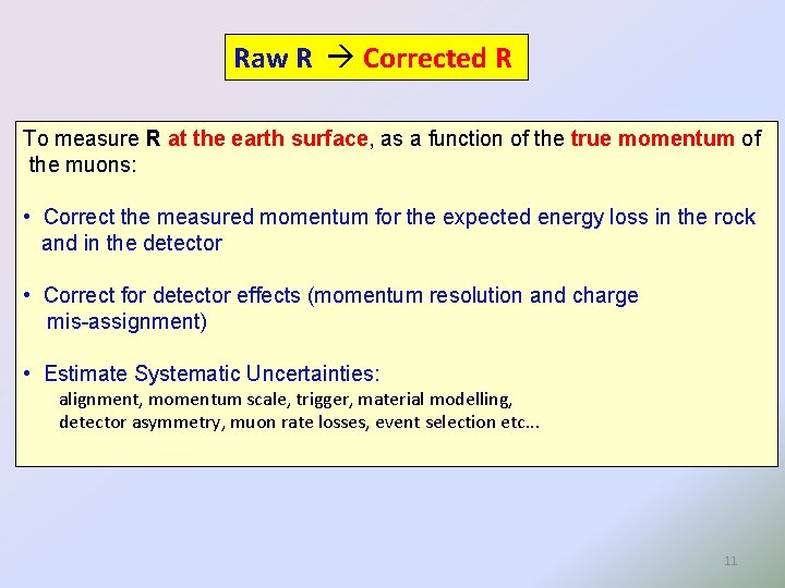Raw R Corrected R To measure R at the earth surface, as a function