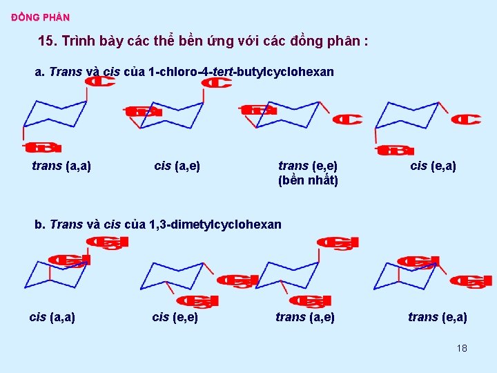 ĐỒNG PH N 15. Trình bày các thể bền ứng với các đồng phân