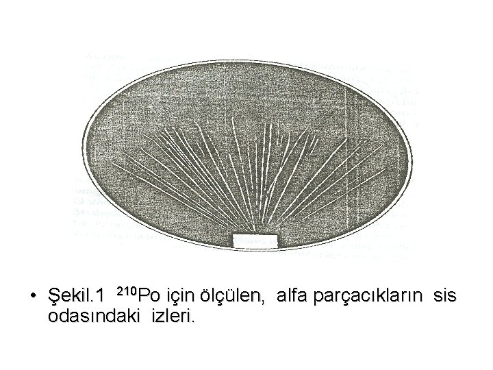  • Şekil. 1 210 Po için ölçülen, alfa parçacıkların sis odasındaki izleri. 