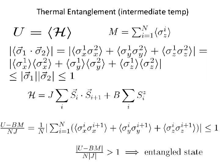 Thermal Entanglement (intermediate temp) 