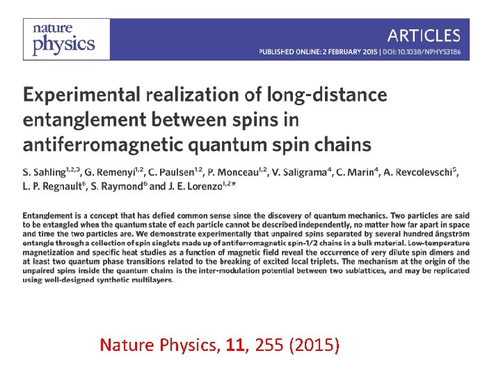 Nature Physics, 11, 255 (2015) Nature Physics, 11, 255 (2015)