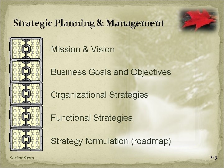 Strategic Planning & Management Mission & Vision Business Goals and Objectives Organizational Strategies Functional