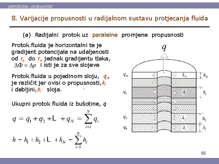petrofizika - propusnost 8. Varijacije propusnosti u radijalnom sustavu protjecanja fluida (a) Radijalni protok