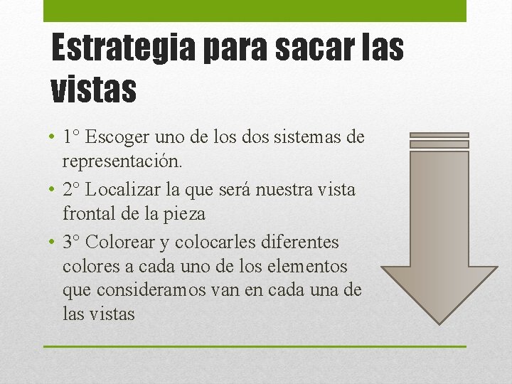 Estrategia para sacar las vistas • 1° Escoger uno de los dos sistemas de