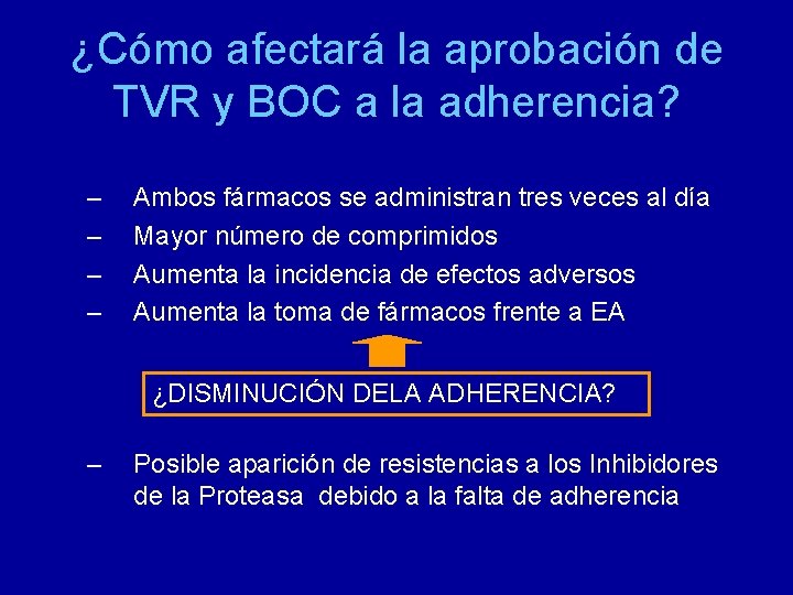 ¿Cómo afectará la aprobación de TVR y BOC a la adherencia? – – Ambos