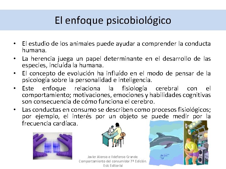 El enfoque psicobiológico • El estudio de los animales puede ayudar a comprender la