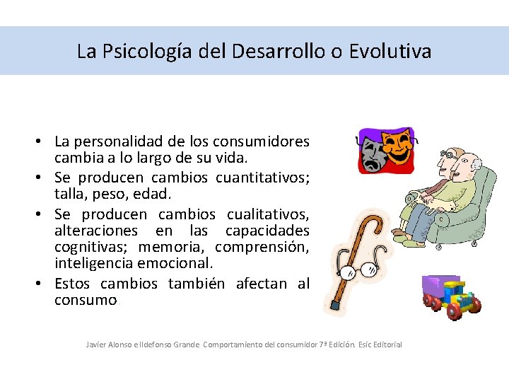 La Psicología del Desarrollo o Evolutiva • La personalidad de los consumidores cambia a