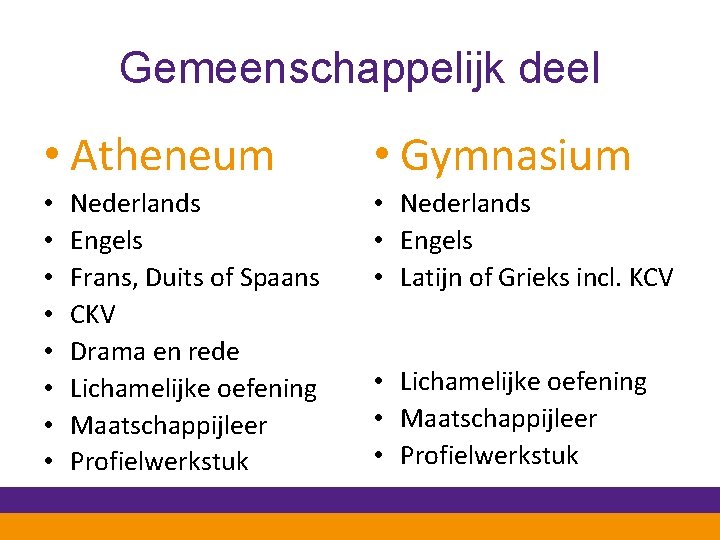Gemeenschappelijk deel • Atheneum • • Nederlands Engels Frans, Duits of Spaans CKV Drama