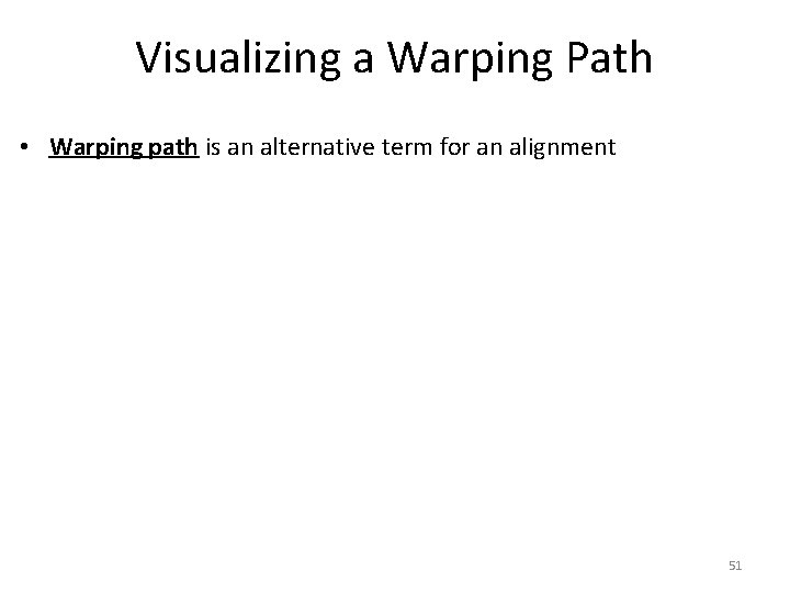 Visualizing a Warping Path • Warping path is an alternative term for an alignment