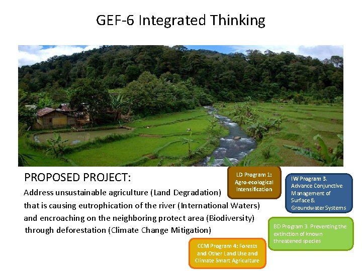 GEF-6 Integrated Thinking Water, Food, Energy Nexus PROPOSED PROJECT: LD Program 1: Agro-ecological Intensification