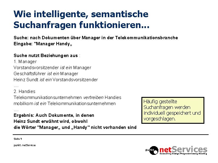 Wie intelligente, semantische Suchanfragen funktionieren. . . Suche: nach Dokumenten über Manager in der