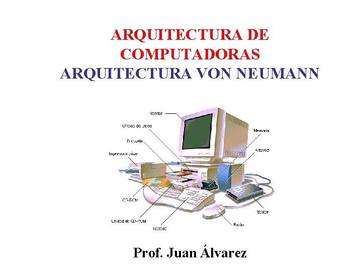 ARQUITECTURA DE COMPUTADORAS ARQUITECTURA VON NEUMANN Prof. Juan Álvarez 