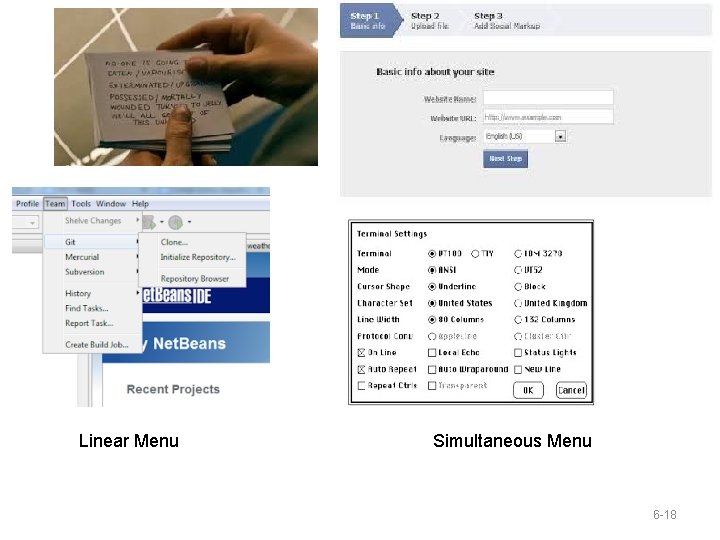 Linear Menu Simultaneous Menu 6 -18 