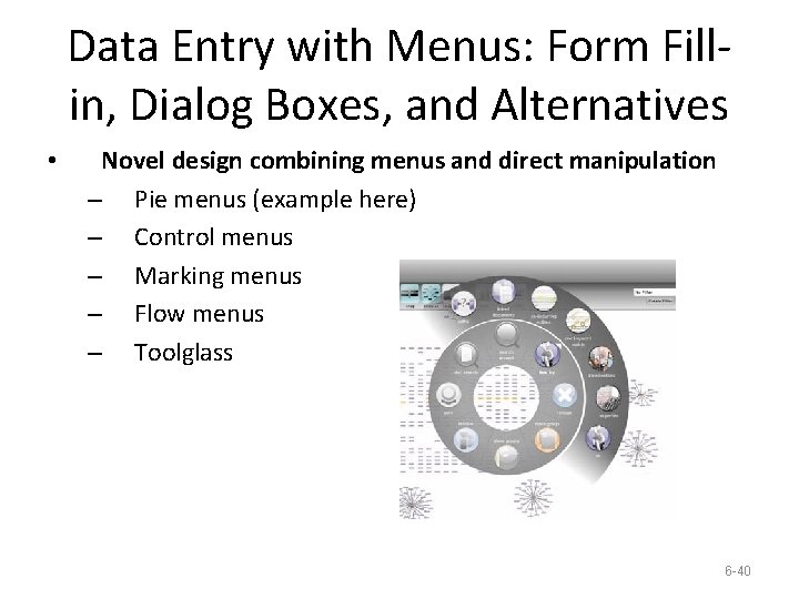 Data Entry with Menus: Form Fillin, Dialog Boxes, and Alternatives • Novel design combining