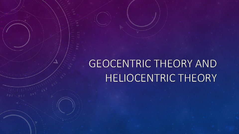 GEOCENTRIC THEORY AND HELIOCENTRIC THEORY 