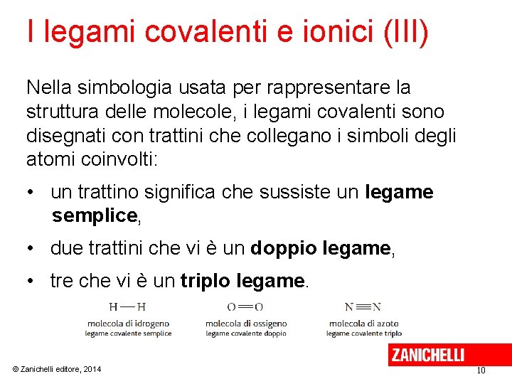 I legami covalenti e ionici (III) Nella simbologia usata per rappresentare la struttura delle