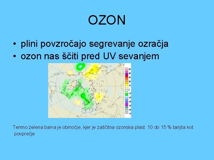 OZON • plini povzročajo segrevanje ozračja • ozon nas ščiti pred UV sevanjem Temno