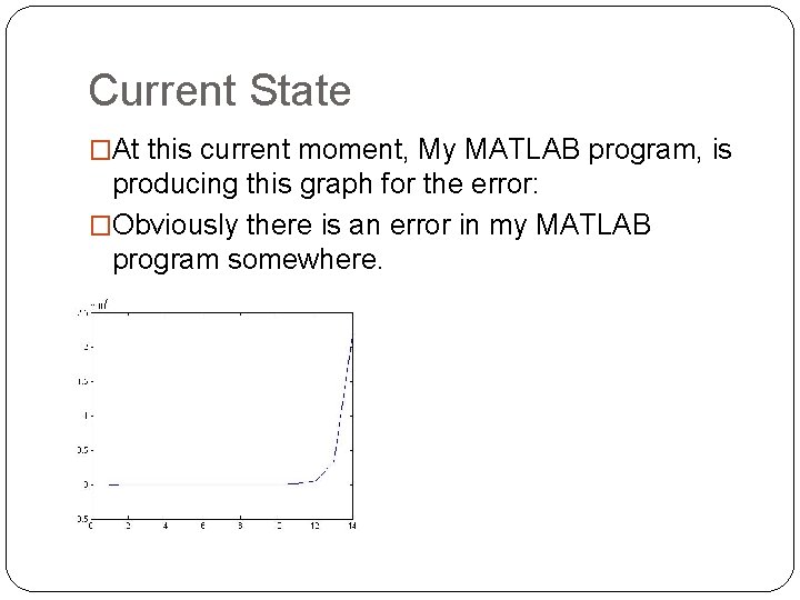 Current State �At this current moment, My MATLAB program, is producing this graph for
