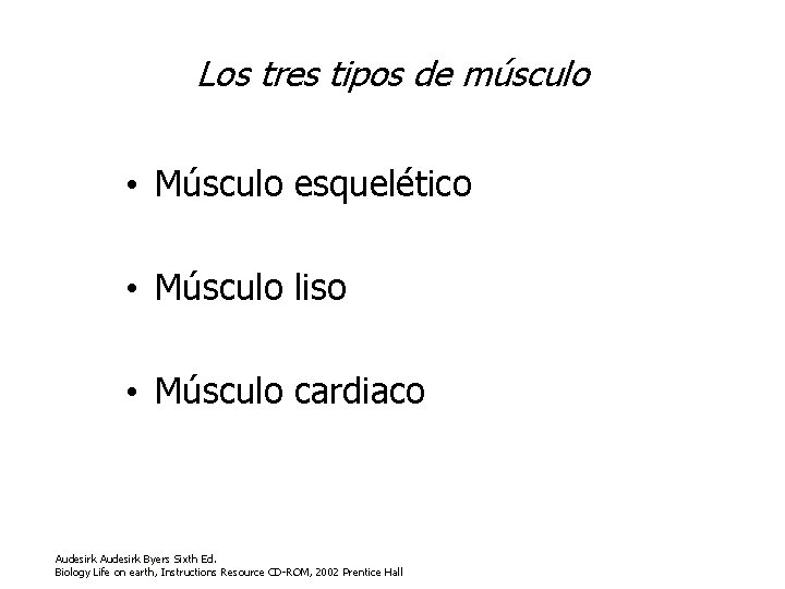 Los tres tipos de músculo • Músculo esquelético • Músculo liso • Músculo cardiaco