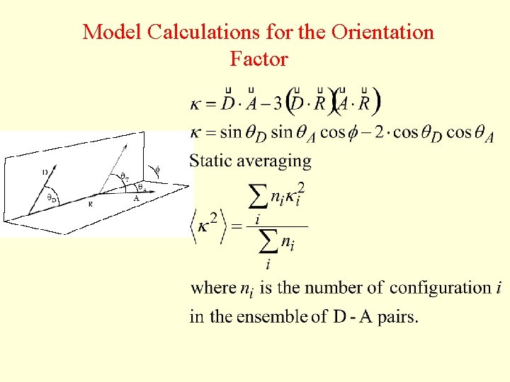 Model Calculations for the Orientation Factor 