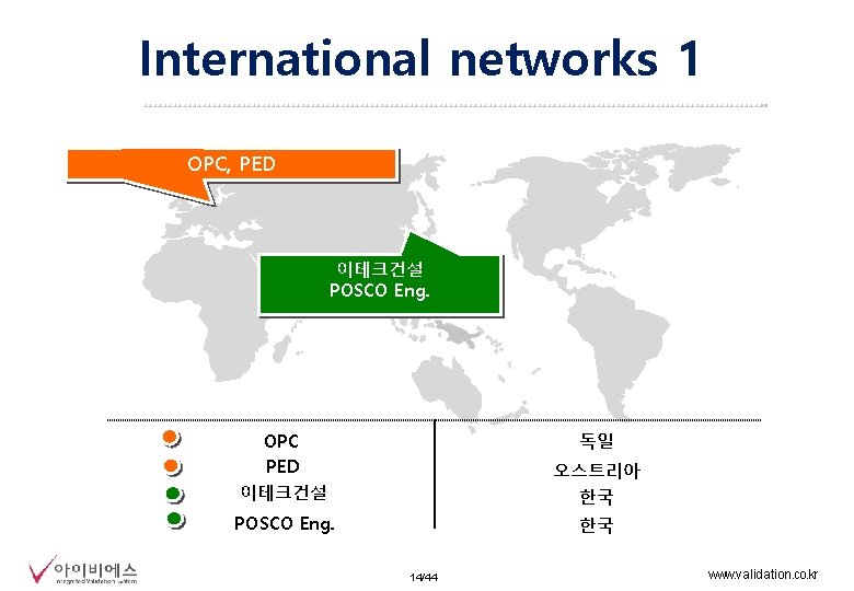 International networks 1 OPC, PED 이테크건설 POSCO Eng. OPC PED 이테크건설 오스트리아 POSCO Eng.