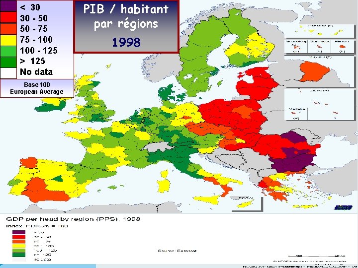 < 30 PIB / habitant SOCIETE DE LA 30 - 50 CONNAISSANCE par régions