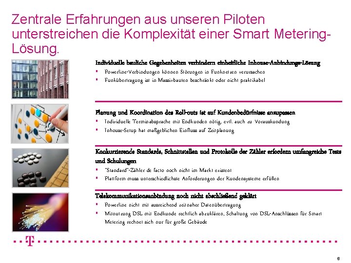 Zentrale Erfahrungen aus unseren Piloten unterstreichen die Komplexität einer Smart Metering. Lösung. Individuelle bauliche Zentrale Erfahrungen aus unseren Piloten unterstreichen die Komplexität einer Smart Metering. Lösung. Individuelle bauliche