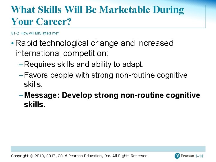 What Skills Will Be Marketable During Your Career? Q 1 -2 How will MIS
