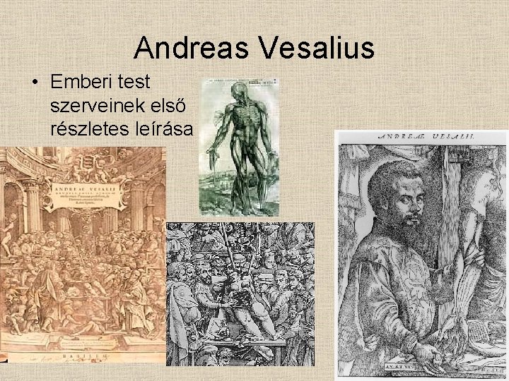 Andreas Vesalius • Emberi test szerveinek első részletes leírása 