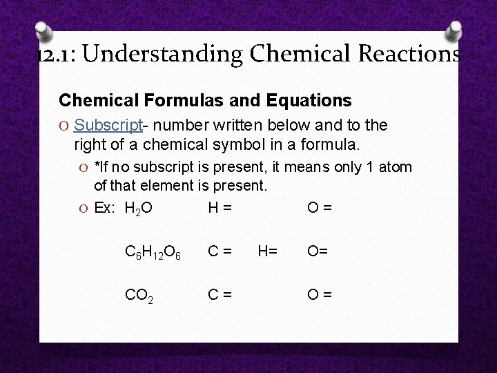 12. 1: Understanding Chemical Reactions Chemical Formulas and Equations O Subscript number written below