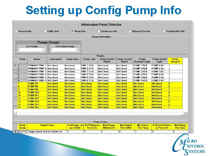 Setting up Config Pump Info 