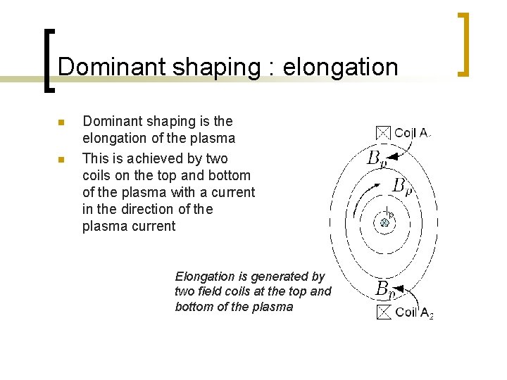 Dominant shaping : elongation n n Dominant shaping is the elongation of the plasma