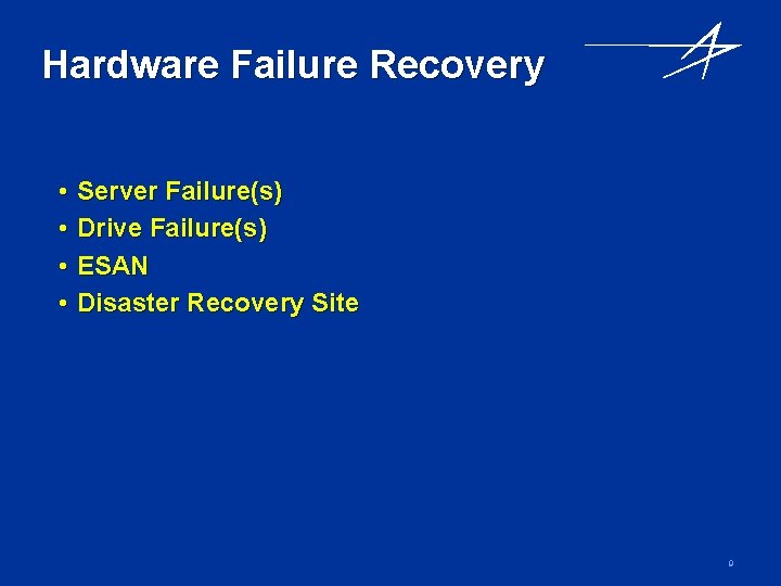 Hardware Failure Recovery • • Server Failure(s) Drive Failure(s) ESAN Disaster Recovery Site 9