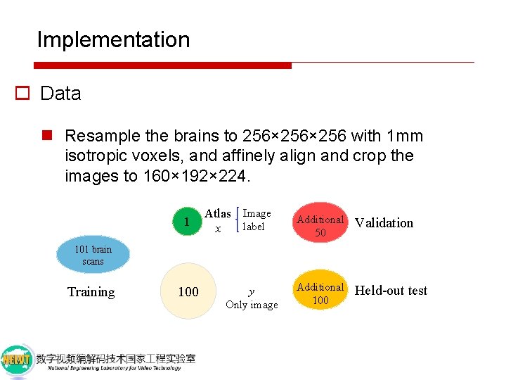 Implementation o Data n Resample the brains to 256× 256 with 1 mm isotropic