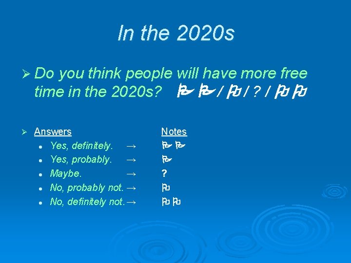 In the 2020 s Ø Do you think people will have more free time