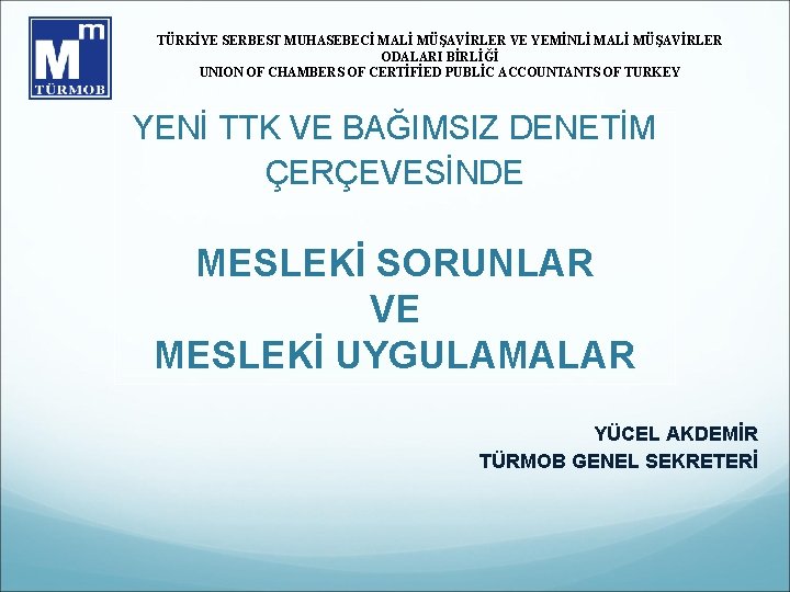 TÜRKİYE SERBEST MUHASEBECİ MALİ MÜŞAVİRLER VE YEMİNLİ MALİ MÜŞAVİRLER ODALARI BİRLİĞİ UNION OF CHAMBERS