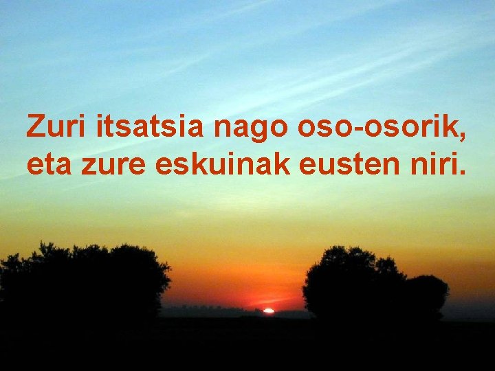 Zuri itsatsia nago oso-osorik, eta zure eskuinak eusten niri. Zuri itsatsia nago oso-osorik, eta zure eskuinak eusten niri.