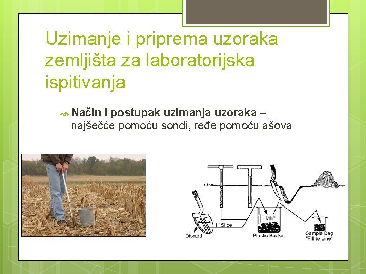 Uzimanje i priprema uzoraka zemljišta za laboratorijska ispitivanja Način i postupak uzimanja uzoraka –