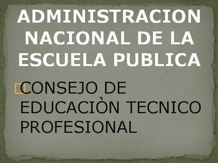 ADMINISTRACION NACIONAL DE LA ESCUELA PUBLICA � CONSEJO DE EDUCACIÒN TECNICO PROFESIONAL 