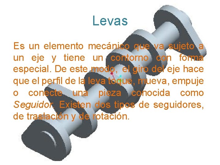 Levas Es un elemento mecánico que va sujeto a un eje y tiene un