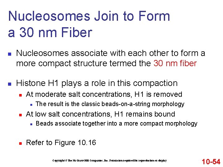 Nucleosomes Join to Form a 30 nm Fiber n n Nucleosomes associate with each Nucleosomes Join to Form a 30 nm Fiber n n Nucleosomes associate with each