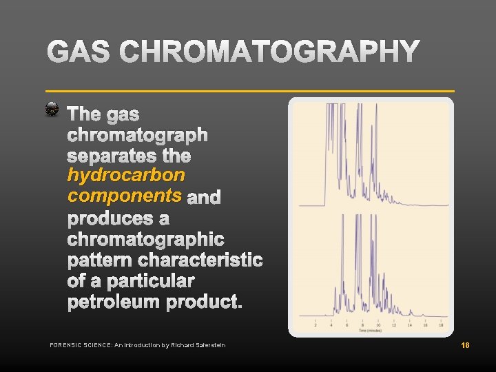 GAS CHROMATOGRAPHY The gas chromatograph separates the hydrocarbon components and produces a chromatographic pattern