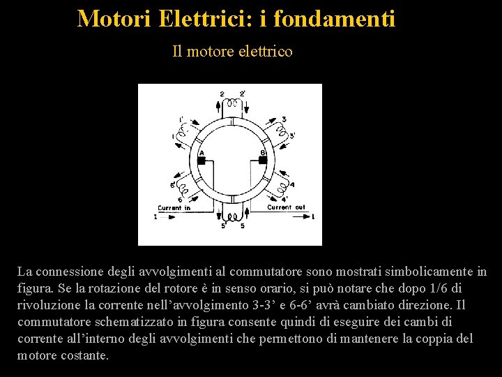 Motori Elettrici: i fondamenti Il motore elettrico La connessione degli avvolgimenti al commutatore sono