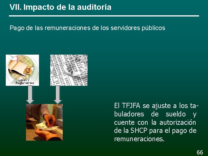 VII. Impacto de la auditoría Pago de las remuneraciones de los servidores públicos El